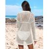 image:imageEkouaer Womens Swimsuit Cover Ups Sexy Crochet Swim Coverup Long Sleeve Bathing Suit Summer Vacation OutfitsA Beige