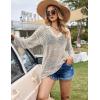 image:imageEkouaer Womens Swimsuit Cover Ups Sexy Crochet Swim Coverup Long Sleeve Bathing Suit Summer Vacation OutfitsA Beige