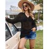 image:imageEkouaer Womens Swimsuit Cover Ups Sexy Crochet Swim Coverup Long Sleeve Bathing Suit Summer Vacation OutfitsBlack