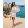 image:imageEkouaer Womens Swimsuit Cover Ups Sexy Crochet Swim Coverup Long Sleeve Bathing Suit Summer Vacation OutfitsC White