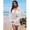 image:imageEkouaer Womens Swimsuit Cover Ups Sexy Crochet Swim Coverup Long Sleeve Bathing Suit Summer Vacation OutfitsC White