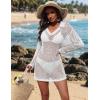 image:imageEkouaer Womens Swimsuit Cover Ups Sexy Crochet Swim Coverup Long Sleeve Bathing Suit Summer Vacation OutfitsC White