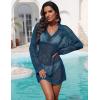 image:imageEkouaer Womens Swimsuit Cover Ups Sexy Crochet Swim Coverup Long Sleeve Bathing Suit Summer Vacation OutfitsD Bluegreen