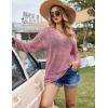 image:imageEkouaer Womens Swimsuit Cover Ups Sexy Crochet Swim Coverup Long Sleeve Bathing Suit Summer Vacation OutfitsHot Pink