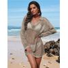 image:imageEkouaer Womens Swimsuit Cover Ups Sexy Crochet Swim Coverup Long Sleeve Bathing Suit Summer Vacation OutfitsKhaki