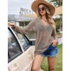 image:imageEkouaer Womens Swimsuit Cover Ups Sexy Crochet Swim Coverup Long Sleeve Bathing Suit Summer Vacation OutfitsKhaki