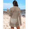 image:imageEkouaer Womens Swimsuit Cover Ups Sexy Crochet Swim Coverup Long Sleeve Bathing Suit Summer Vacation OutfitsKhaki