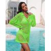 image:imageEkouaer Womens Swimsuit Cover Ups Sexy Crochet Swim Coverup Long Sleeve Bathing Suit Summer Vacation OutfitsLemon Green