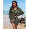 image:imageEkouaer Womens Swimsuit Cover Ups Sexy Crochet Swim Coverup Long Sleeve Bathing Suit Summer Vacation OutfitsMilitary Green