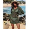 image:imageEkouaer Womens Swimsuit Cover Ups Sexy Crochet Swim Coverup Long Sleeve Bathing Suit Summer Vacation OutfitsMilitary Green