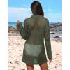 image:imageEkouaer Womens Swimsuit Cover Ups Sexy Crochet Swim Coverup Long Sleeve Bathing Suit Summer Vacation OutfitsMilitary Green