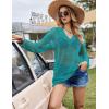 image:imageEkouaer Womens Swimsuit Cover Ups Sexy Crochet Swim Coverup Long Sleeve Bathing Suit Summer Vacation OutfitsMint Green