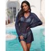 image:imageEkouaer Womens Swimsuit Cover Ups Sexy Crochet Swim Coverup Long Sleeve Bathing Suit Summer Vacation OutfitsNavy Blue