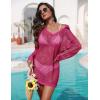 image:imageEkouaer Womens Swimsuit Cover Ups Sexy Crochet Swim Coverup Long Sleeve Bathing Suit Summer Vacation OutfitsRose Red