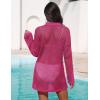 image:imageEkouaer Womens Swimsuit Cover Ups Sexy Crochet Swim Coverup Long Sleeve Bathing Suit Summer Vacation OutfitsRose Red