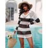 image:imageEkouaer Womens Swimsuit Cover Ups Sexy Crochet Swim Coverup Long Sleeve Bathing Suit Summer Vacation OutfitsStripe Black and White