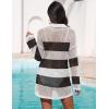 image:imageEkouaer Womens Swimsuit Cover Ups Sexy Crochet Swim Coverup Long Sleeve Bathing Suit Summer Vacation OutfitsStripe Black and White