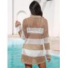image:imageEkouaer Womens Swimsuit Cover Ups Sexy Crochet Swim Coverup Long Sleeve Bathing Suit Summer Vacation OutfitsStripe Brown and White