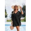 image:imageEkouaer Womens Swimsuit Coverup 2026 Sheer Chiffon Floral Print Sexy Bathing Suit Cover Up Swimwear BeachwearBlack