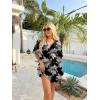 image:imageEkouaer Womens Swimsuit Coverup 2026 Sheer Chiffon Floral Print Sexy Bathing Suit Cover Up Swimwear BeachwearBlack Brown Leaf