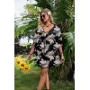 image:imageEkouaer Womens Swimsuit Coverup 2026 Sheer Chiffon Floral Print Sexy Bathing Suit Cover Up Swimwear BeachwearBlack Brown Leaf