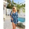 image:imageEkouaer Womens Swimsuit Coverup 2026 Sheer Chiffon Floral Print Sexy Bathing Suit Cover Up Swimwear BeachwearBlue White Leaf