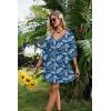 image:imageEkouaer Womens Swimsuit Coverup 2026 Sheer Chiffon Floral Print Sexy Bathing Suit Cover Up Swimwear BeachwearBlue White Leaf
