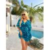 image:imageEkouaer Womens Swimsuit Coverup 2026 Sheer Chiffon Floral Print Sexy Bathing Suit Cover Up Swimwear BeachwearGreen Water Ripples
