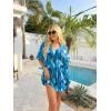 image:imageEkouaer Womens Swimsuit Coverup 2026 Sheer Chiffon Floral Print Sexy Bathing Suit Cover Up Swimwear BeachwearMixed Blue