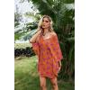 image:imageEkouaer Womens Swimsuit Coverup 2026 Sheer Chiffon Floral Print Sexy Bathing Suit Cover Up Swimwear BeachwearOrange Floarl