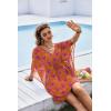 image:imageEkouaer Womens Swimsuit Coverup 2026 Sheer Chiffon Floral Print Sexy Bathing Suit Cover Up Swimwear BeachwearOrange Floarl