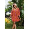 image:imageEkouaer Womens Swimsuit Coverup 2026 Sheer Chiffon Floral Print Sexy Bathing Suit Cover Up Swimwear BeachwearOrange Floarl