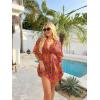 image:imageEkouaer Womens Swimsuit Coverup 2026 Sheer Chiffon Floral Print Sexy Bathing Suit Cover Up Swimwear BeachwearOrange Floarl