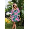 image:imageEkouaer Womens Swimsuit Coverup 2026 Sheer Chiffon Floral Print Sexy Bathing Suit Cover Up Swimwear BeachwearPink Coconut Tree
