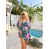 image:imageEkouaer Womens Swimsuit Coverup 2026 Sheer Chiffon Floral Print Sexy Bathing Suit Cover Up Swimwear BeachwearPink Coconut Tree