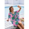 image:imageEkouaer Womens Swimsuit Coverup 2026 Sheer Chiffon Floral Print Sexy Bathing Suit Cover Up Swimwear BeachwearPink Coconut Tree
