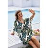 image:imageEkouaer Womens Swimsuit Coverup 2026 Sheer Chiffon Floral Print Sexy Bathing Suit Cover Up Swimwear BeachwearTropical Leaf