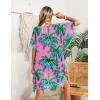 image:imageEkouaer Womens Swimsuit Coverup Chiffon Floral Bathing Suit Cover Up Ruffled Summer Beachwear Bikini Coverups S3XLCoconut Tree Pink