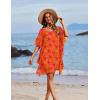 image:imageEkouaer Womens Swimsuit Coverup Chiffon Floral Bathing Suit Cover Up Ruffled Summer Beachwear Bikini Coverups S3XLFloral Orange