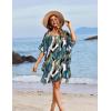 image:imageEkouaer Womens Swimsuit Coverup Chiffon Floral Bathing Suit Cover Up Ruffled Summer Beachwear Bikini Coverups S3XLLeaf Green
