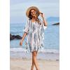 image:imageEkouaer Womens Swimsuit Coverup Chiffon Floral Bathing Suit Cover Up Ruffled Summer Beachwear Bikini Coverups S3XLStripe Blue