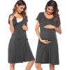 image:imageEkouaer 3 in 1 LaborDeliveryHospital Gown Nursing Dress Maternity Nightgown Sleepwear for Breastfeeding with Button SXXLDark Gray