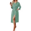image:imageEkouaer Robes for Women Long Waffle Knit Bathrobe Lightweight Kimono Robe Soft Shawl Collar Spa Robes with Pockets SXXLLight GreenSmall Waffle