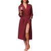 image:imageEkouaer Robes for Women Long Waffle Knit Bathrobe Lightweight Kimono Robe Soft Shawl Collar Spa Robes with Pockets SXXLWine RedBig Waffle