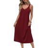 image:imageEkouaer Sleeveless Nightgowns for Women Lace Vneck Long Nightdress Wide Strap Sleepwear Soft Lounge DressesWine Red
