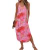 image:imageEkouaer Womens Swimsuit Beach Cover Up Dress Spaghetti Strap V Neck Swimwear A Line 2026 Bathing Suit Coverups with PocketsPink Floral