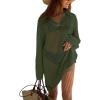 image:imageEkouaer Womens Swimsuit Cover Ups Sexy Crochet Swim Coverup Long Sleeve Bathing Suit Summer Vacation OutfitsMilitary Green