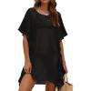 image:imageEkouaer Womens Swimsuit Coverup Chiffon Floral Bathing Suit Cover Up Ruffled Summer Beachwear Bikini Coverups S3XLBlack