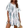 image:imageEkouaer Womens Swimsuit Coverup Chiffon Floral Bathing Suit Cover Up Ruffled Summer Beachwear Bikini Coverups S3XLStripe Blue