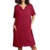 image:imageEkouaer Zipper Robes for Women Short Sleeve House Coats Lightweight Bathrobe Nightgowns with Pockets S3XLWine Red With Pink New